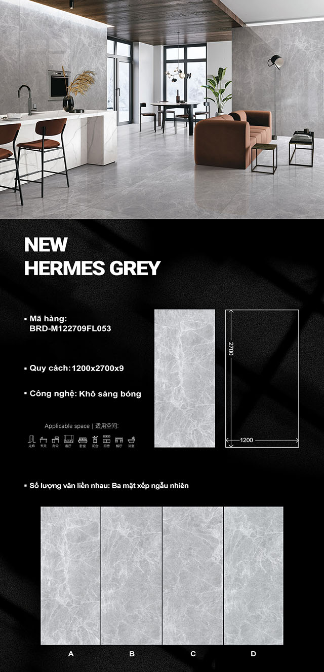 New Hermes Grey M122709FL053 New Hermes Grey M122709FL053
