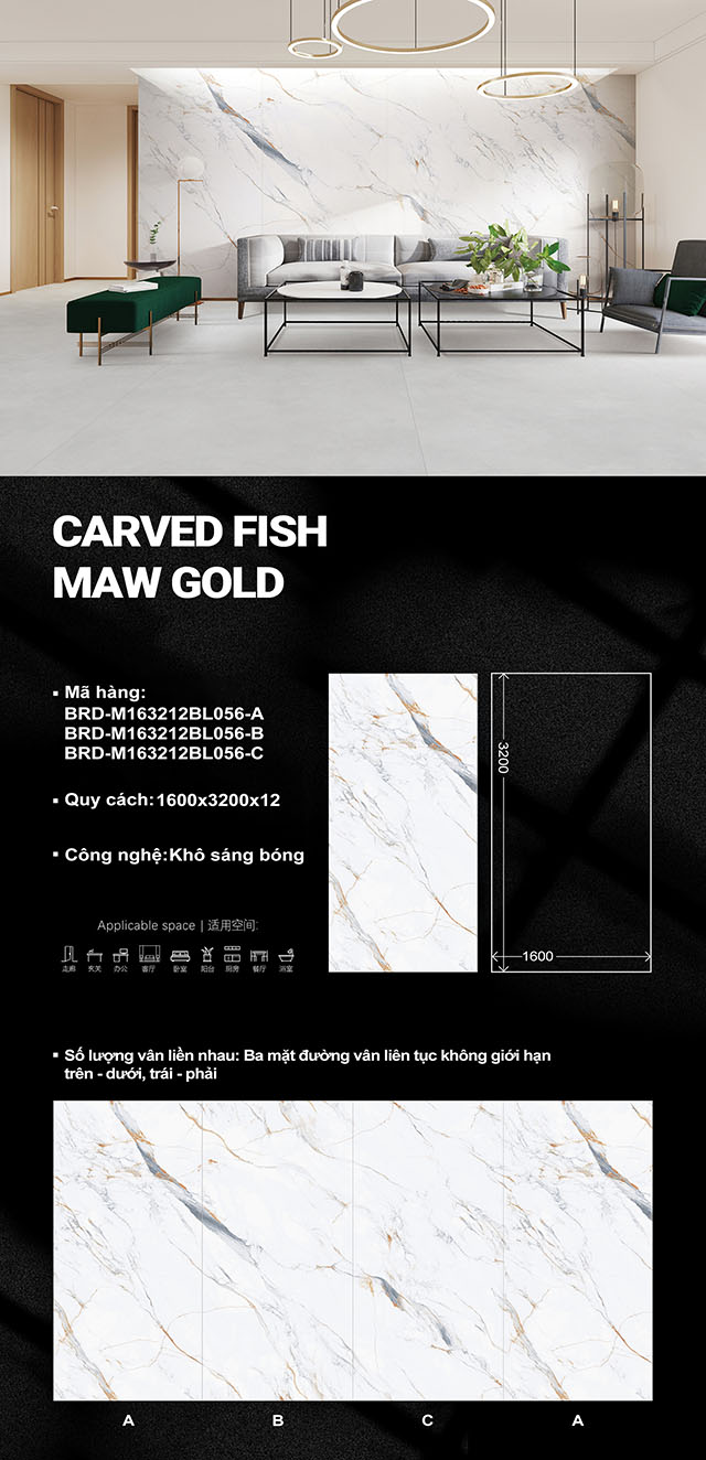 Carved fish maw gold M163212BL056 Carved fish maw gold M163212BL056
